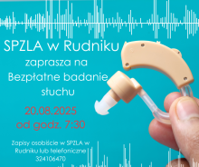 Plakat informacyjny z grafiką aparatu słuchowego